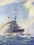 1916 HMS Birmingham ramming a German U-Boat by Harold George Swanwick