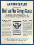 1918 Announcement Regarding Thrift and War Savings Stamps