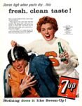1957 Scores high when you're dry... this fresh, clean taste! Nothing does it like Seven-Up!