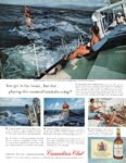 1960 You get in the swim... but fast... playing this nautical 'crack-the-whip'! Canadian Club