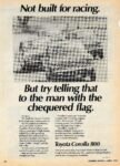 1969 Toyota Corolla 1100. Not built for racing. But try telling that to the man with the chequered flag