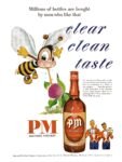 1949 Millions of bottles are bought by men who like that clear clean taste. PM